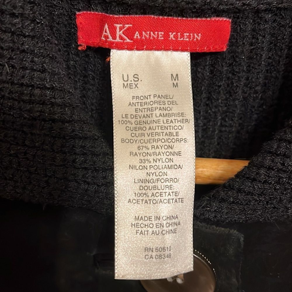 Anne Klein Leather And Knit Jacket/ Cardigan - Picture 5 of 15